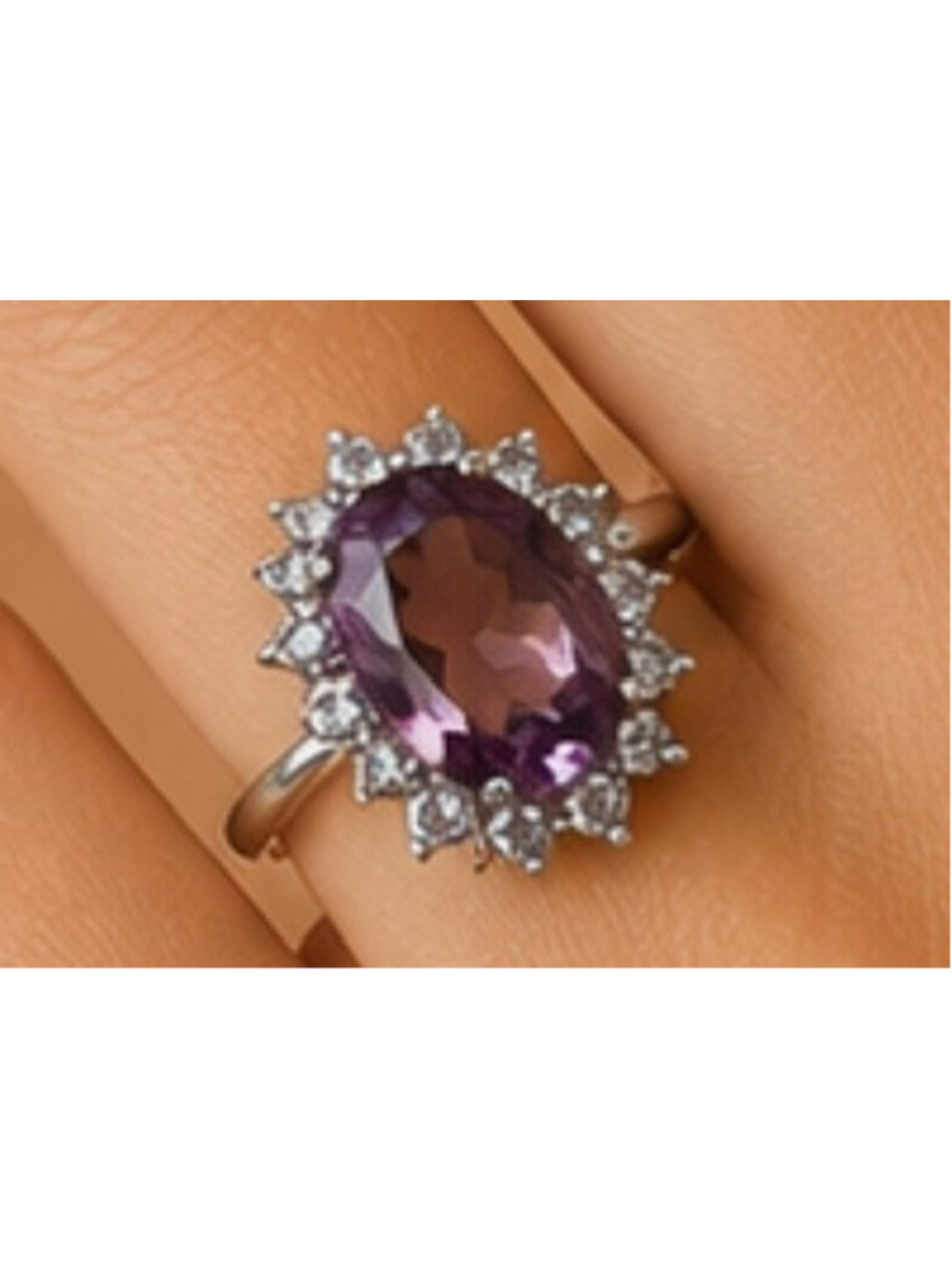 Purple 925 Sterling Silver Oval Amethyst Ring 9 New JTV
